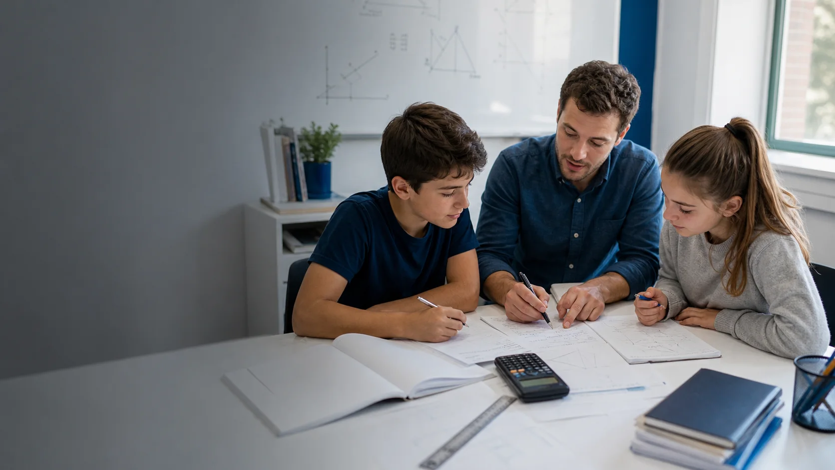 Maths tutor helping secondary students with algebra and geometry